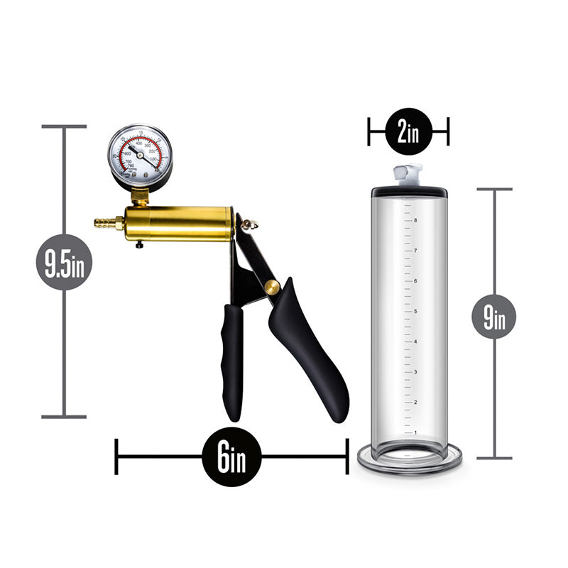 Blush BL-06301 Performance VX6 Vacuum Penis Pump with Brass Pistol and Pressure Gauge Measurements