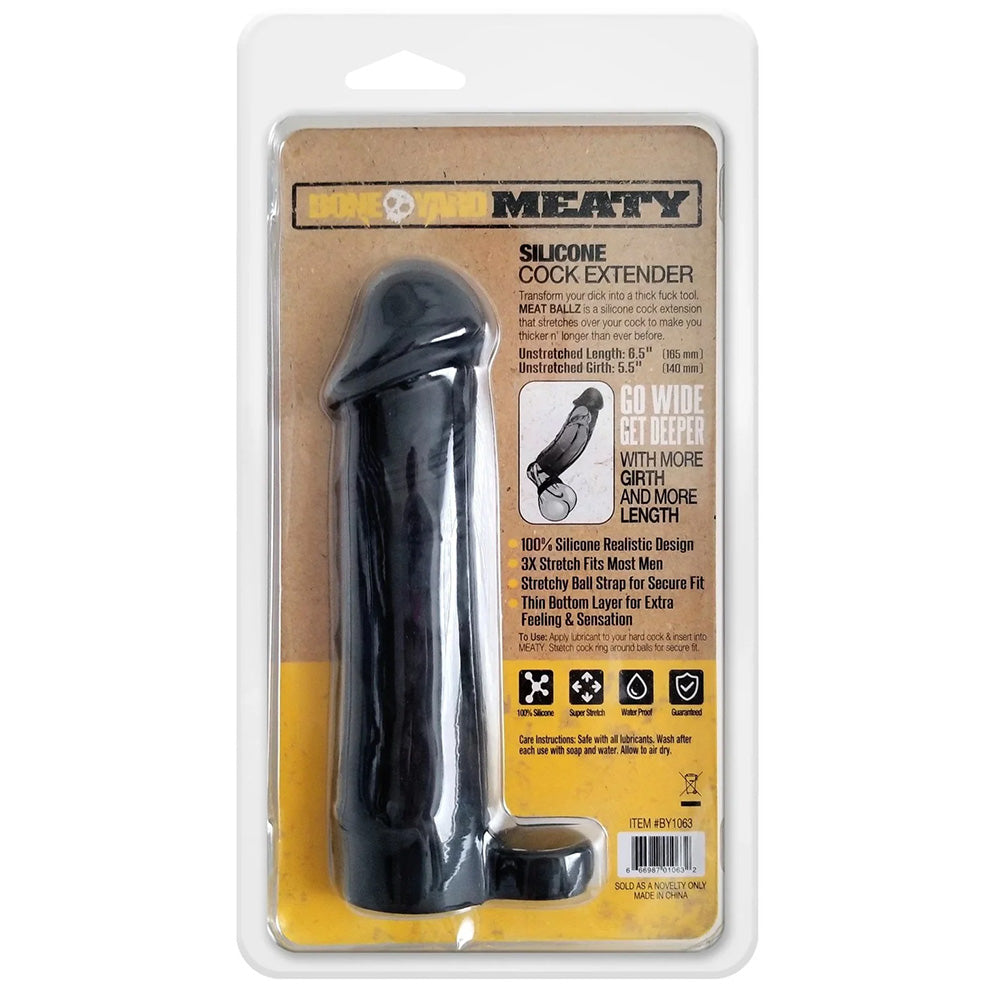 Boneyard Toys Meaty Cock Extender Penis Sleeve Black Package Back