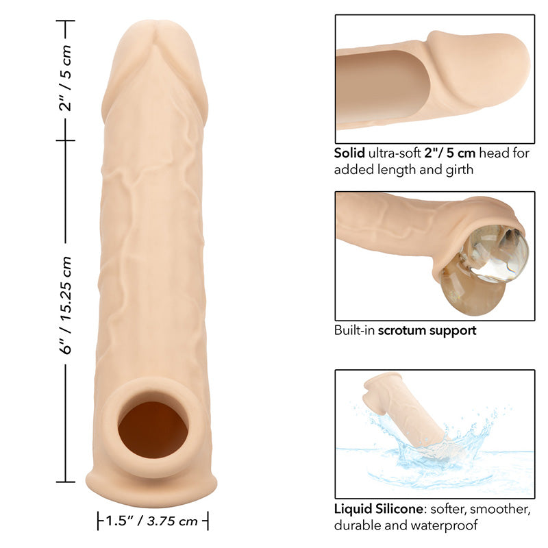 CalExotics SE-1633-15-3 Performance Maxx Life-Like Penis Extension Sleeve 8” Ivory Features