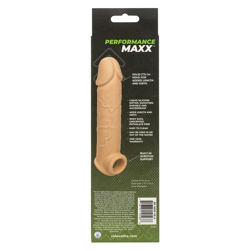 CalExotics SE-1633-15-3 Performance Maxx Life-Like Penis Extension Sleeve 8” Ivory Package Back
