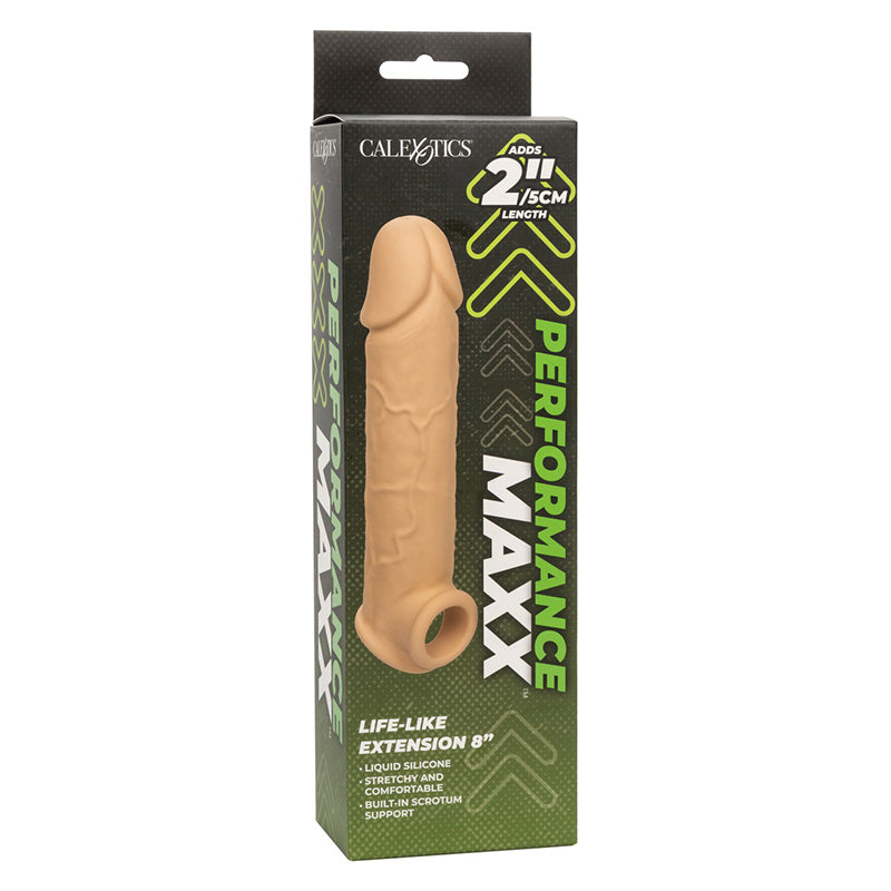 CalExotics SE-1633-15-3 Performance Maxx Life-Like Penis Extension Sleeve 8” Ivory Package Front