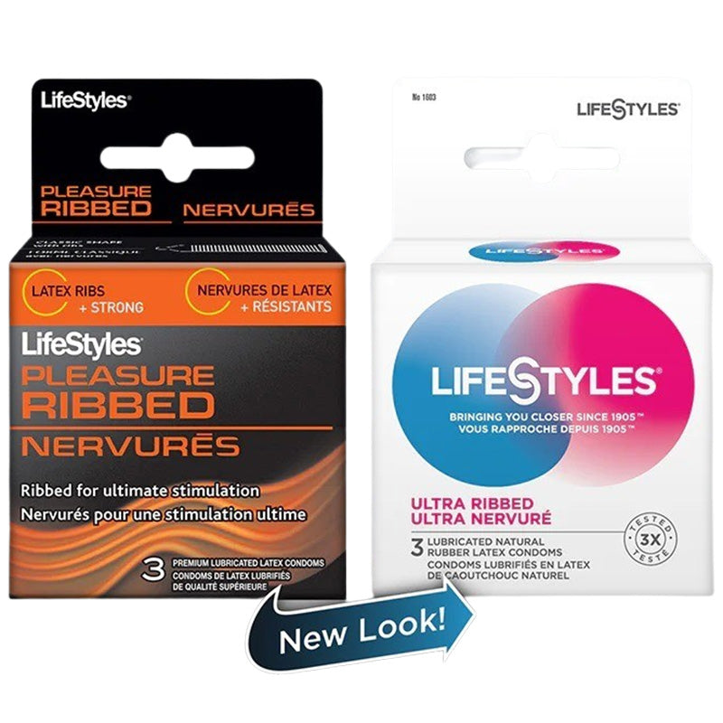 LifeStyles Ultra Ribbed Condoms 3 Pack New Packaging