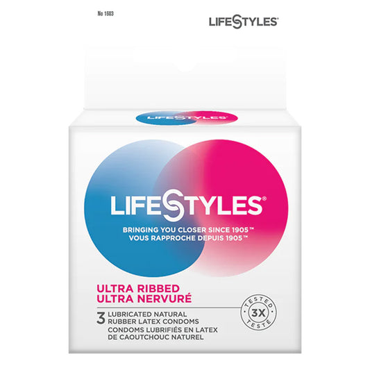 LifeStyles Ultra Ribbed Condoms 3 Pack Package Front