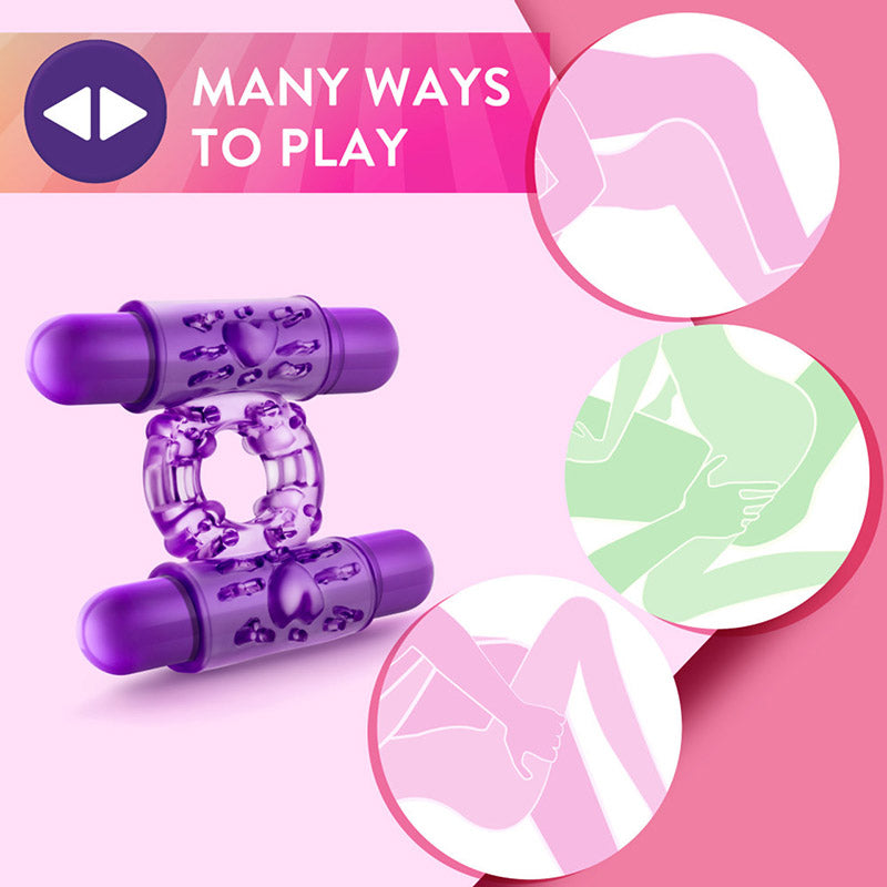 Blush BL-77101 Play With Me Double Play Dual Vibrating Cock Ring Purple