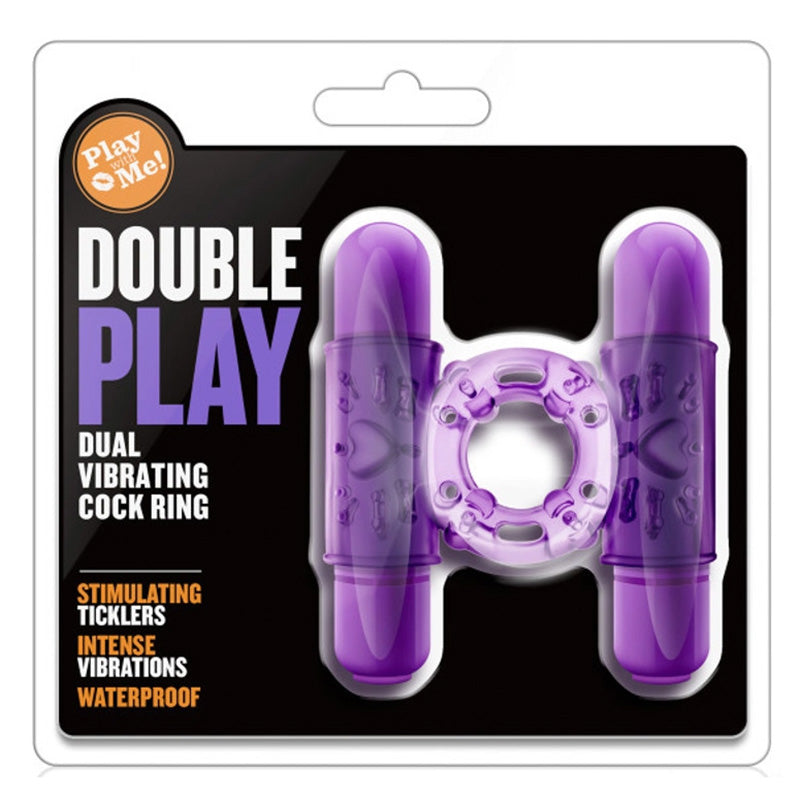 Blush BL-77101 Play With Me Double Play Dual Vibrating Cock Ring Purple Package