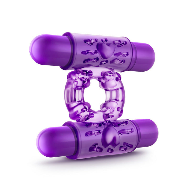 Blush BL-77101 Play With Me Double Play Dual Vibrating Cock Ring Purple