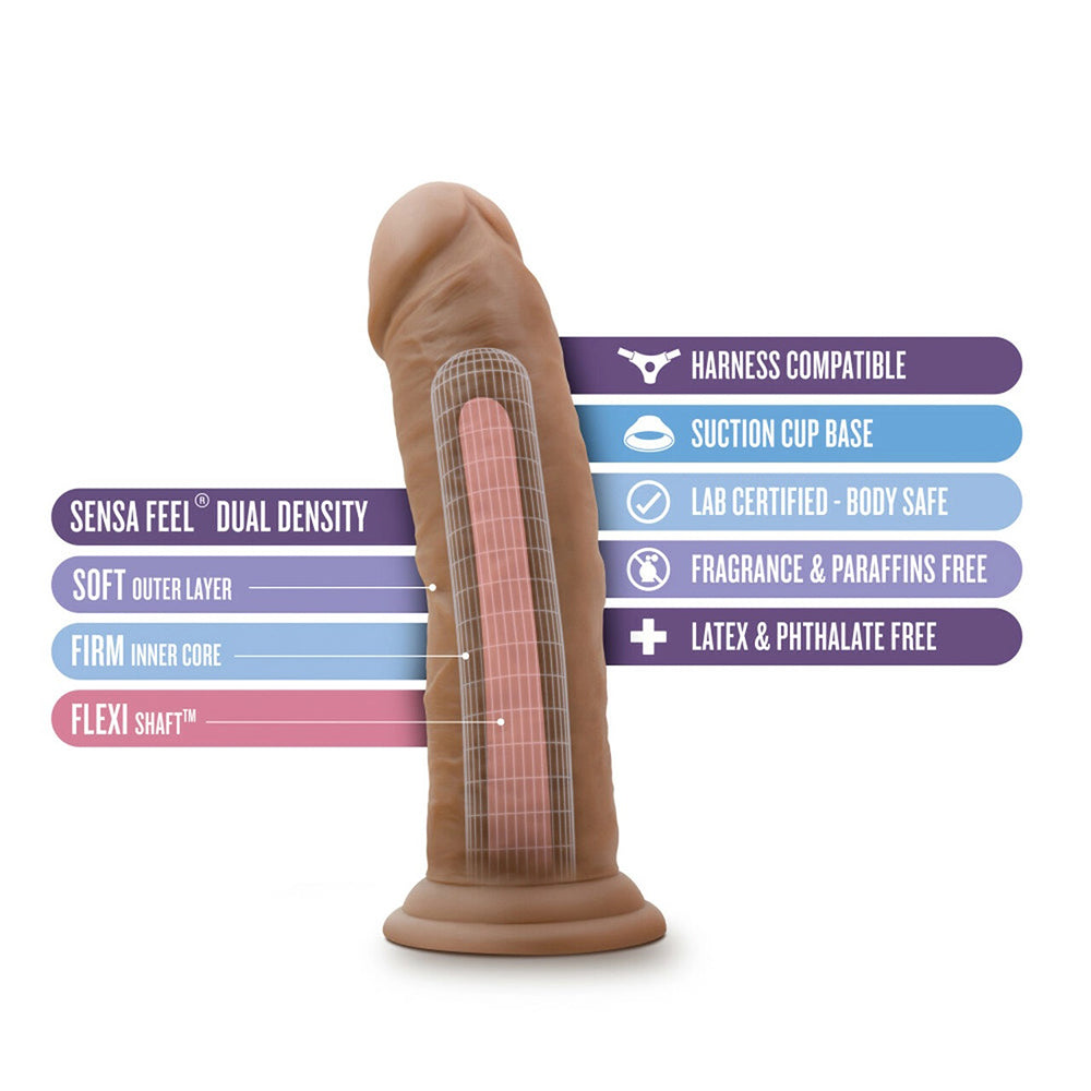 Blush BL-55807 Au Naturel 8 Inch Realistic Posable Dildo with Suction Cup Mocha Features