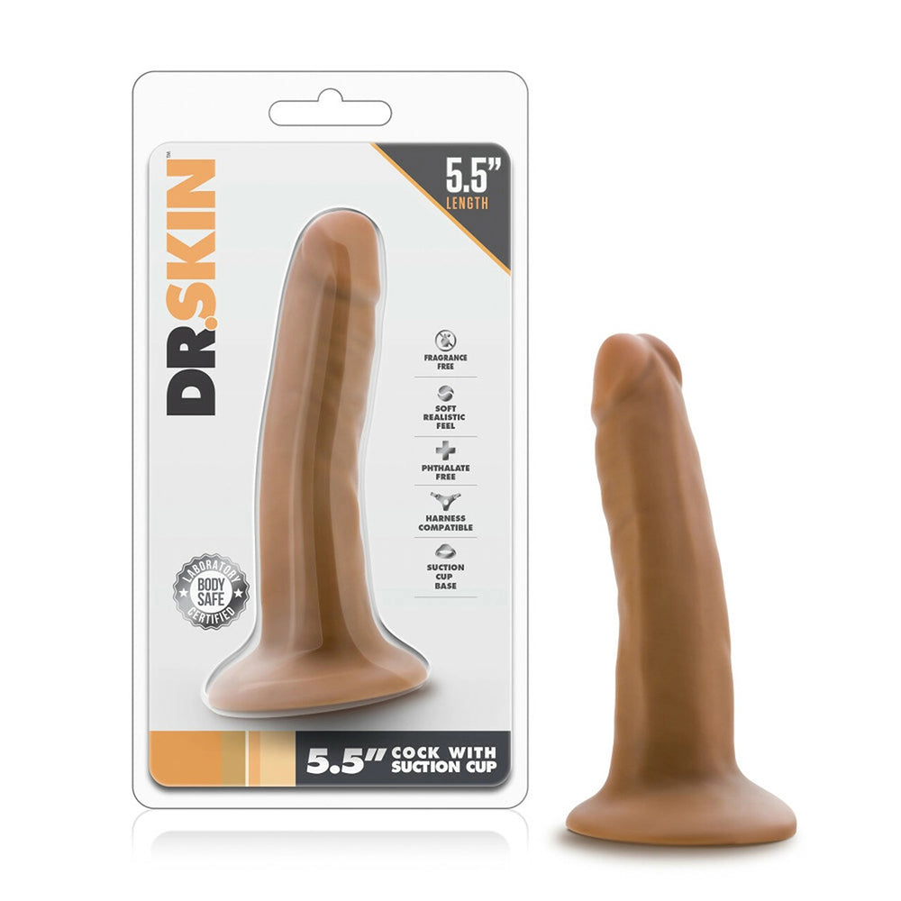 Dr. Skin 5.5 Inch Dildo with Suction Cup - Mocha - Package