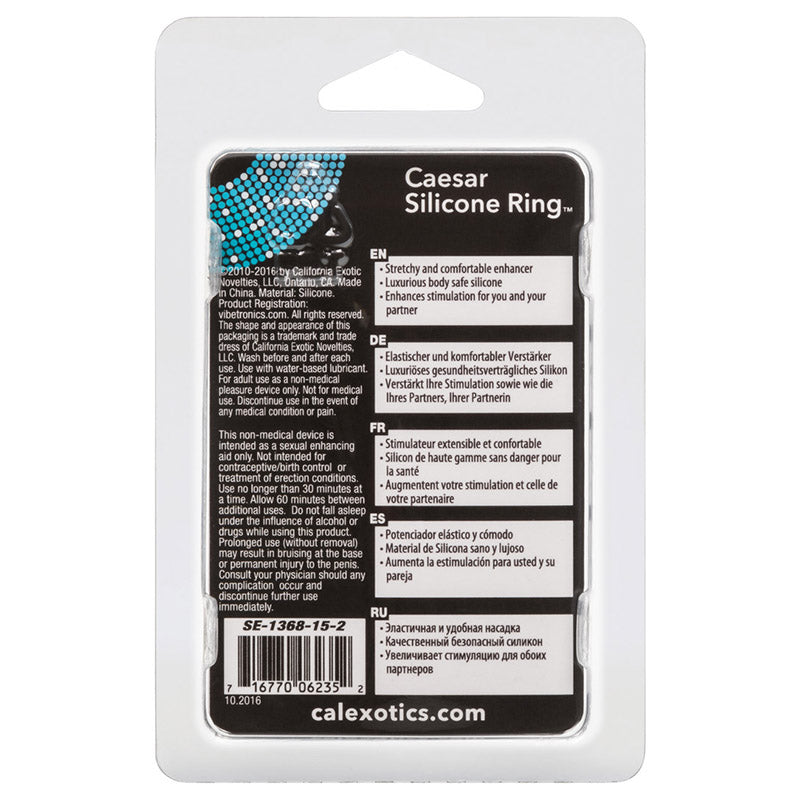CalExotics SE-1368-15-2 Adonis Caesar Silicone Cock Ring Package Back
