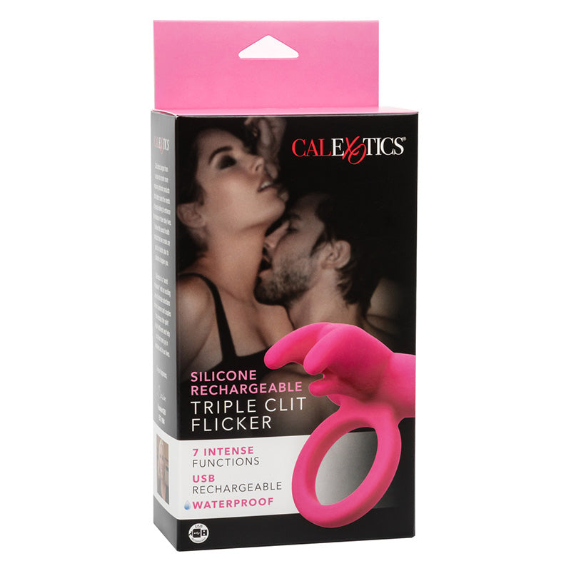 CalExotics SE-1841-20-3 Silicone Rechargeable Triple Clit Flicker Package Front