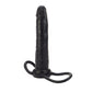 Accommodator Dual Penetrator Wearable Black DP Cock Ring Dildo