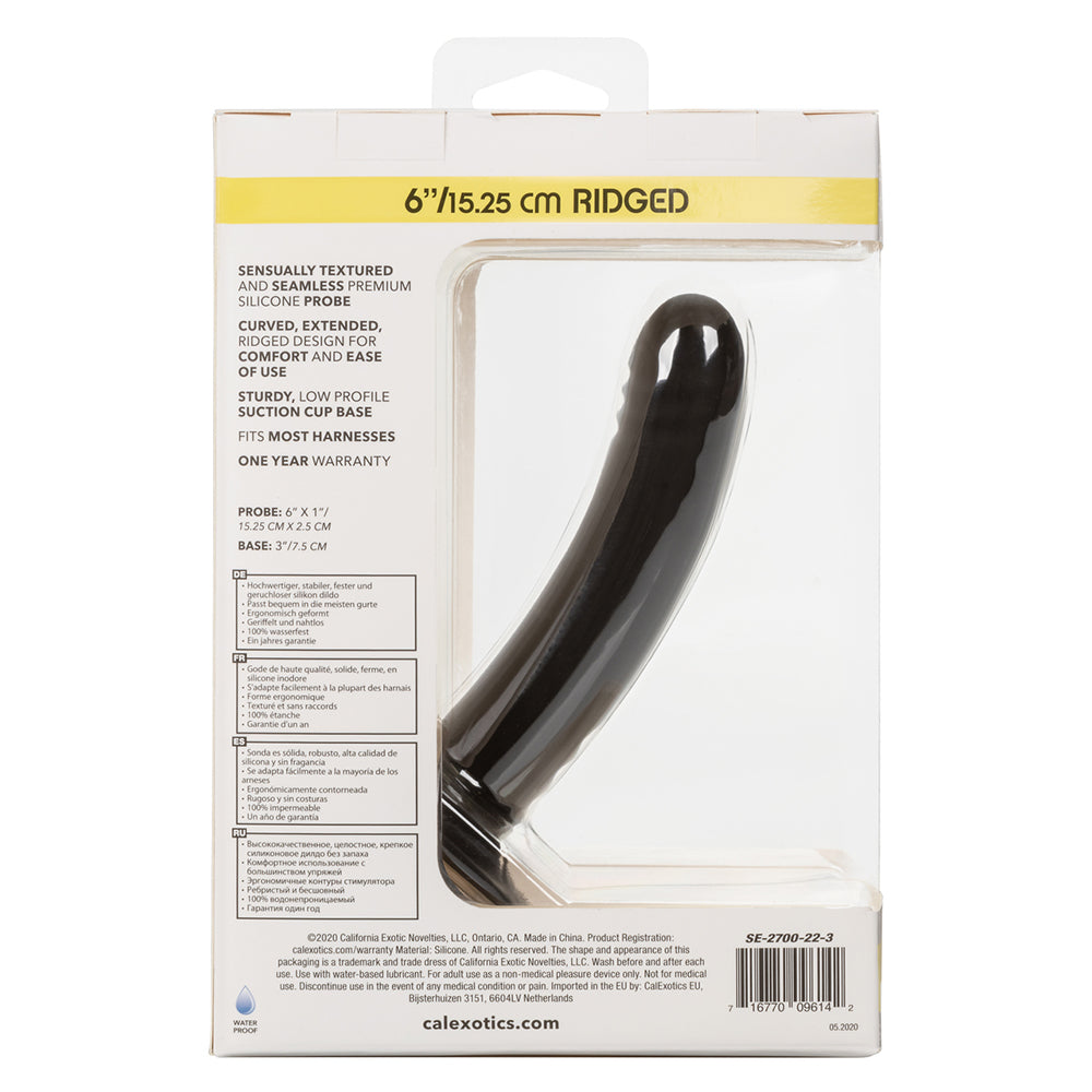 Boundless 6 Inch Ridged Probe Black Pegging Dildo - Box Back