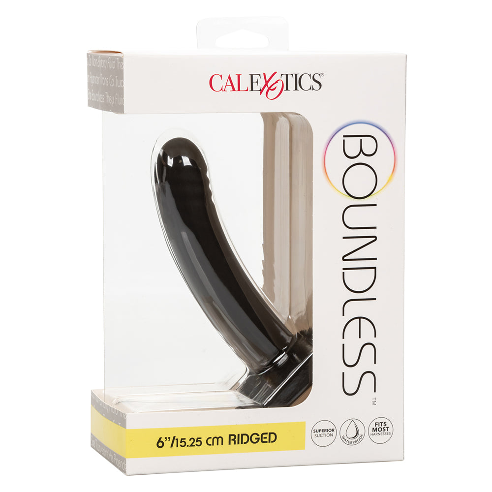 Boundless 6 Inch Ridged Probe Black Pegging Dildo - Box