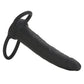 Cal Exotics Silicone Double Rider Black Wearable Cock Ring DP Dildo