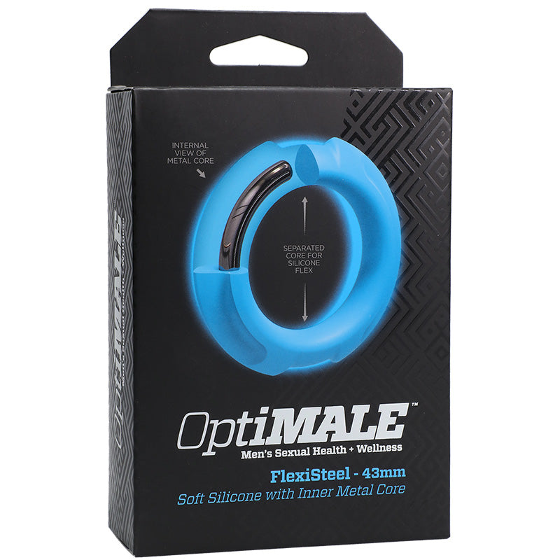 Doc Johnson 0690-39-BX OptiMALE FlexiSteel Silicone C-Ring 43 mm - Blue Package