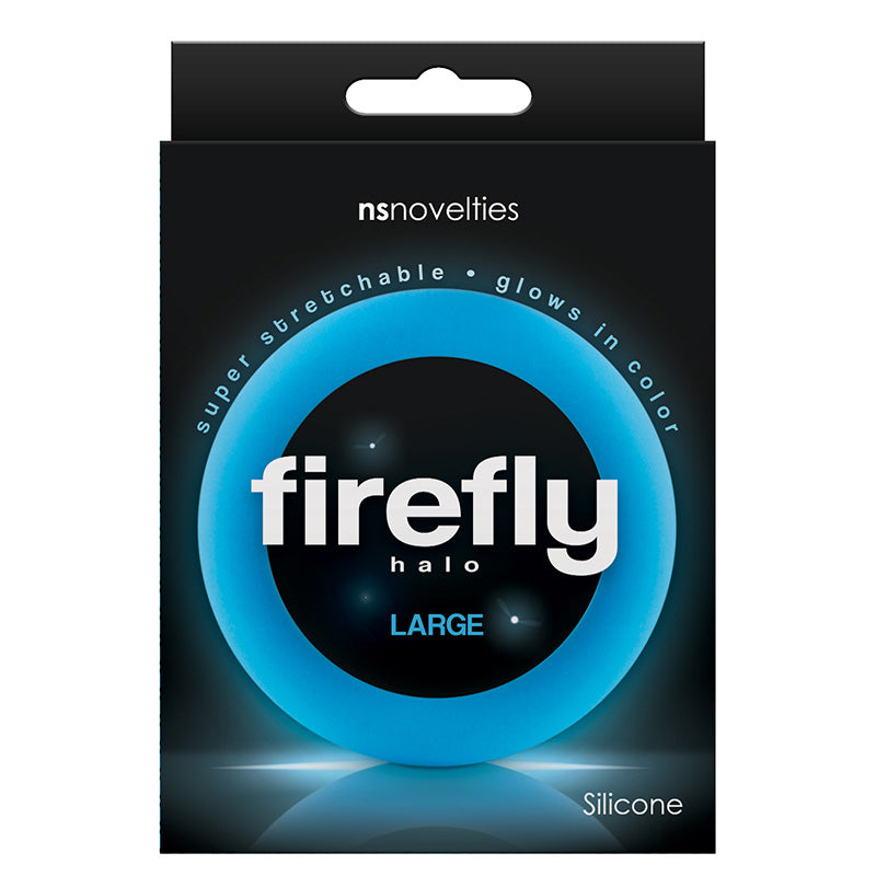 NS Novelties NSN-0473-47 Firefly Halo Glowing Cock Ring Large Blue Package Front