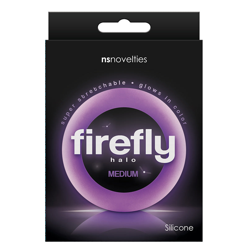 NS Novelties NSN-0473-35 Firefly Halo Glowing Cock Ring Medium Purple Package Front