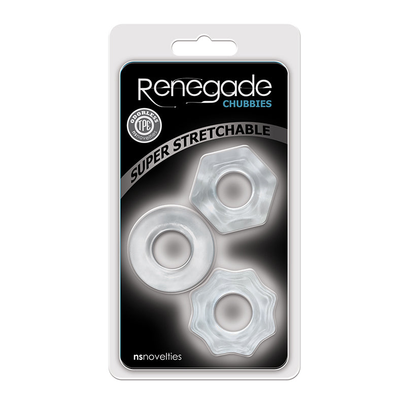 NS Novelties NSN-1111-11 Renegade Chubbies Cock Ring Set - Clear Package
