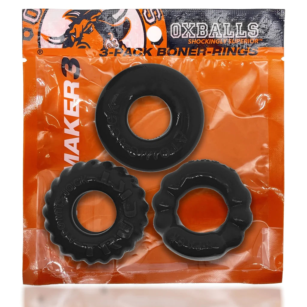 Oxballs Bonemaker 3-Pack Cock Rings Black OX-3061 Package