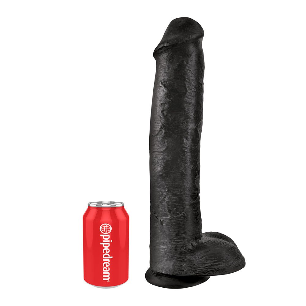 King Cock 15 Inch Cock with Balls Large Realistic Suction Cup Dildo - Black