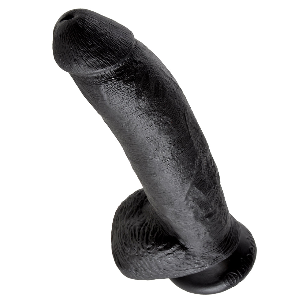 King Cock 9 Inch Cock with Balls Realistic Suction Cup Dildo - Black