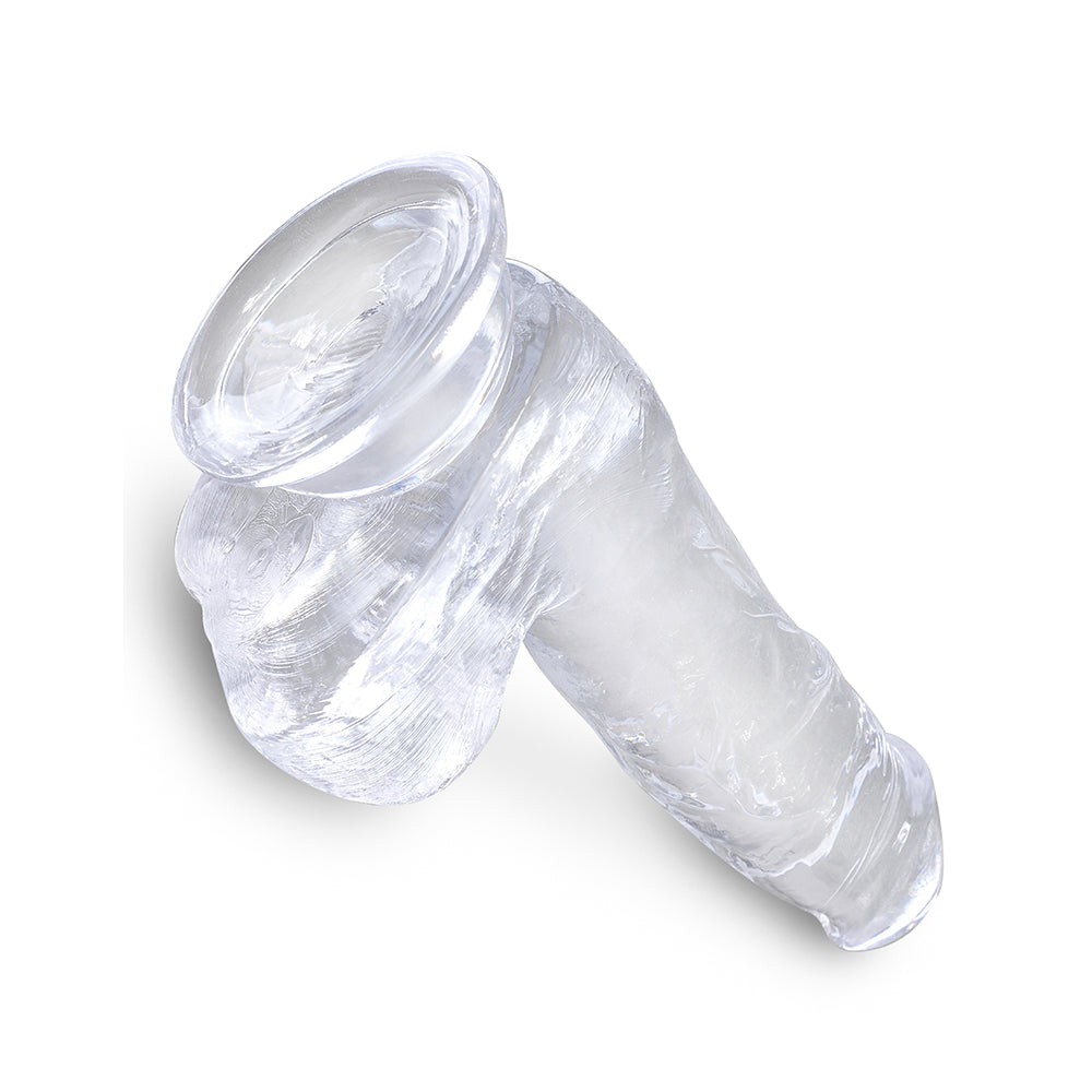 King Cock Clear 6 Inch Cock with Balls Realistic Suction Cup Dildo