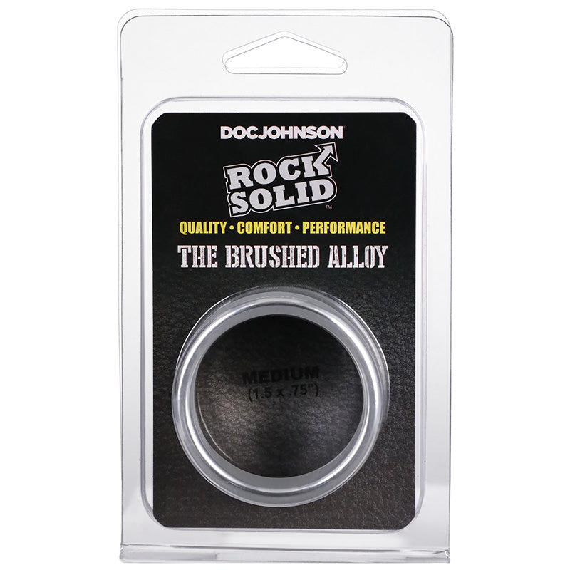 Rock Solid Brushed Alloy Metal Cock Ring - Medium Package