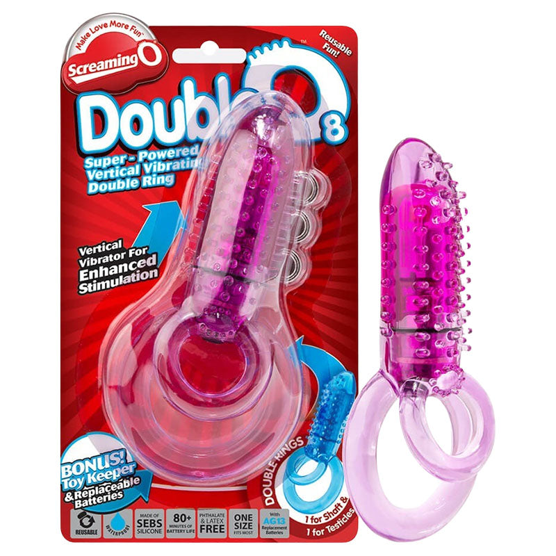 Screaming O DoubleO 8 Vibrating Cock Ring Purple Package