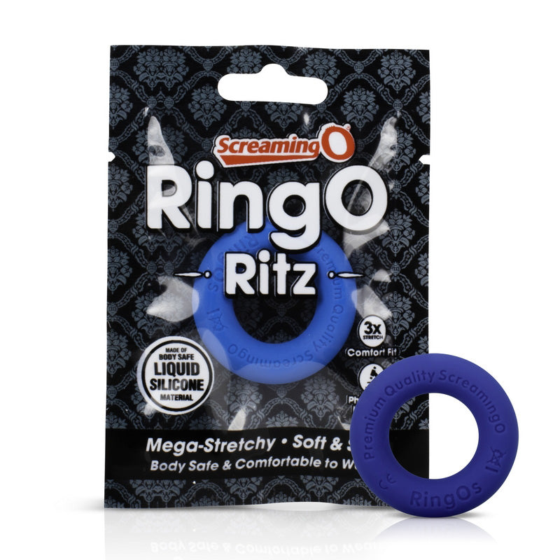 Screaming O RingO Ritz Silicone Cock Ring - Blue Package