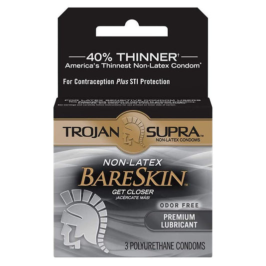 Trojan Supra BareSkin Polyurethane Non-Latex Condoms - 3 Pack