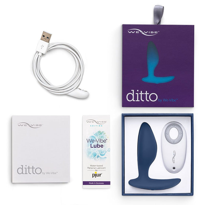 We-Vibe Ditto Interactive Butt Plug Blue Package Contents