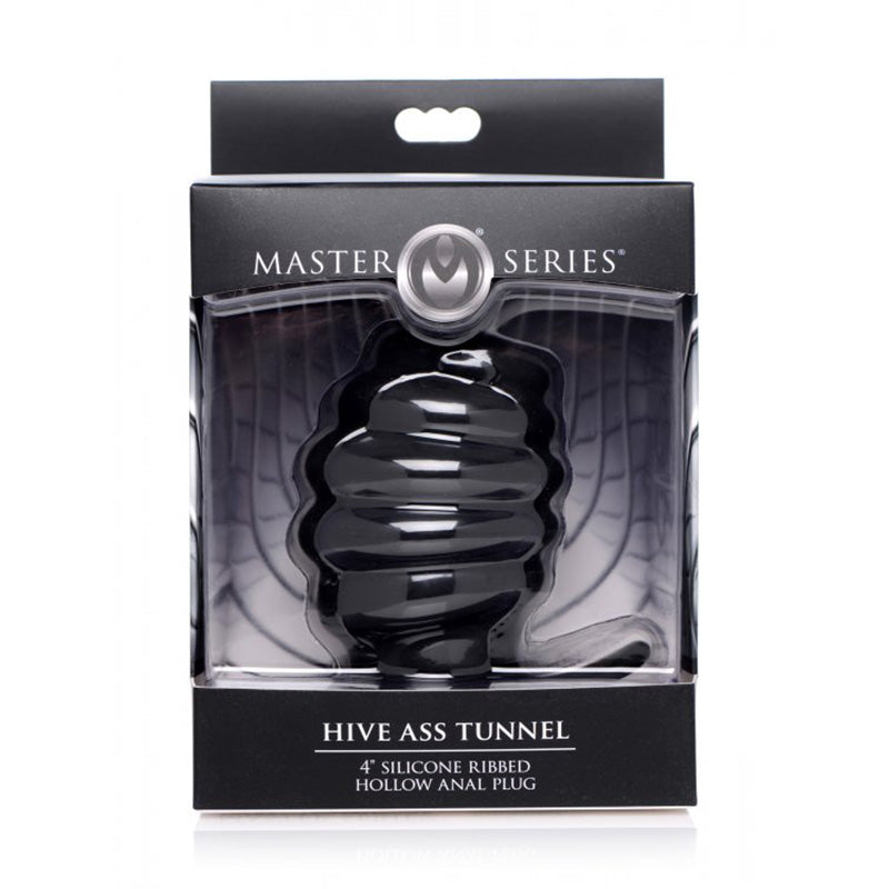 XR Brands AF982-Large Hive Ass Tunnel Silicone Ribbed Hollow Anal Plug - Large Package